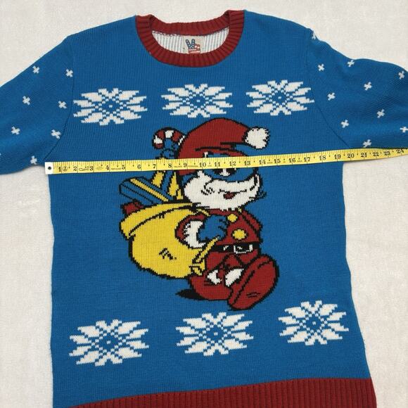 Junk Food The Smurfs Papa Smurf As Santa Blue Ugly Christmas Sweater Size M - Picture 8 of 10